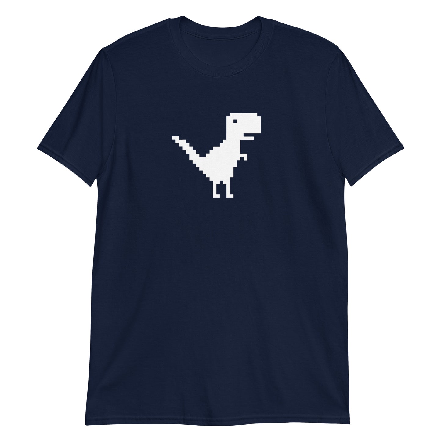 Pixel Dino White Print Unisex T-Shirt