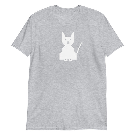 Pixel Kitty White Print Unisex T-Shirt